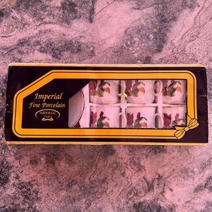 NEW Imperial Fine China Fine Porcelain  Xing Coffee Espresso Set flowers 12 pcs